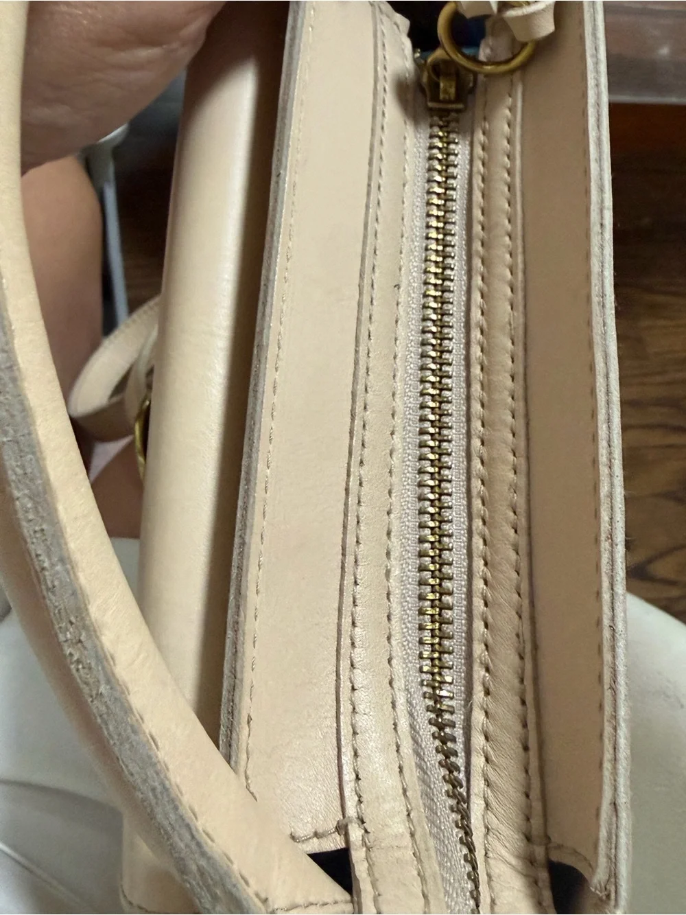 Madewell Cream Mini Top-Handle Crossbody